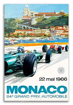 1966 Automotive Poster - Monaco Grand Prix Vintage Style Poster - 16x24 • $13.95