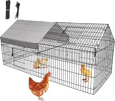 Metal Chicken Coop Hen Run House Spire 87”x41”x41” Poultry Cage W/ Cover For Pet • $89.90