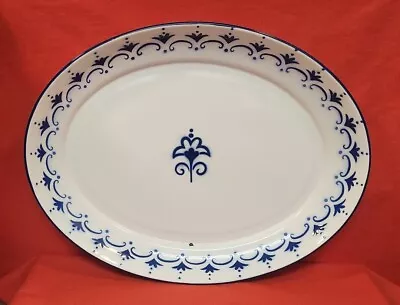 Vintage Rare Ikea Sweden Blue & White Enamelware Platter 22  • $51.26