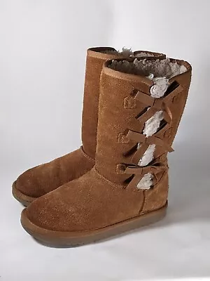 Koolaburra By Ugg Victoria Short Chestnut Soft Suede Girls Boots Size US 4 • $23.80