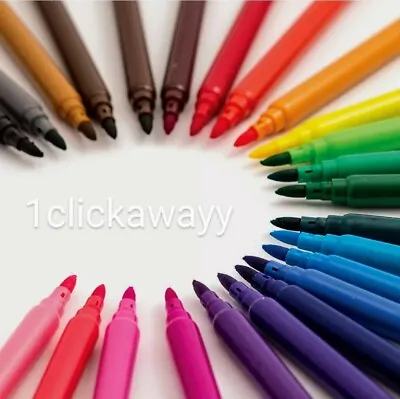 24 Pack Felt Fibre Tip Pens Marker Art Craft School Drawing Kids Adult • £3.45