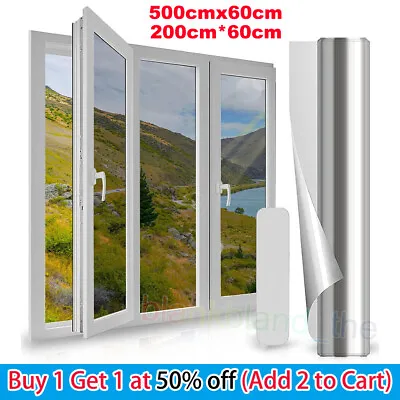 One Way Mirror Window Film Door Privacy Glass Reflective Tint Foil Self Adhesive • £8.24