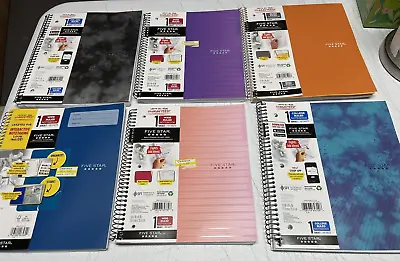 Lot Of 6 Five Star College Ruled Spiral Notebook 100 Pp 11 X 8.5 In. Lined Pages • $12.97