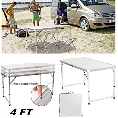 £23.78 • Buy Catering Camping Heavy Duty Folding Trestle Table Picnic Bbq Party 4ft Aluminium