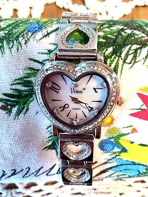 8  Vivani Heart Watch Mother Of Pearl Face W/ CZ's 1 Extra Link • $10