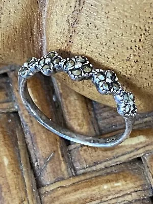 Vintage Pretty 925 Silver Marcasite Ring. Approx  18.3mm Size Q • $30