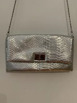 Target Limited Edition Silver Clutch Chain Shoulder Purse Croc Style Embossing • $17.95