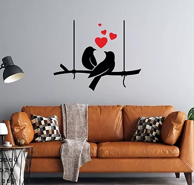 Wall Stickers Love Birds Hearts Inspired Design Art Home Décor Vinyl Decals Art • £4.51