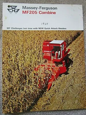 1960's  Brochure For Massey-Ferguson MF205 Combine Great Shape!! • $17.99