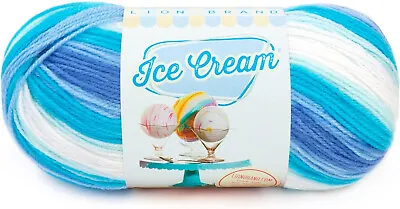 Lion Brand Ice Cream Yarn Acrylic Gradient Yarn Multi Colour 100g Yarn Blue Moon • £8