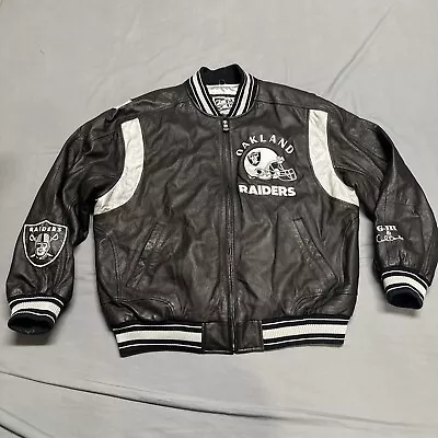 Vintage 90’s G3 G-III Carl Banks Oakland Raiders NFL 100% Leather Jacket Size L • $249.94