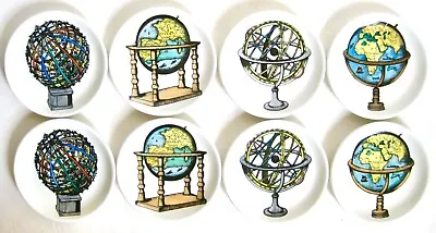 1960s Fornasetti-Style Italian Globe Coasters - Set/8 - Near Excellent Condition • $195