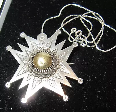 Designer Vintage 925 Silver Maltese Cross Brooch/Pendant Choker/Necklace~SIGNED • £40