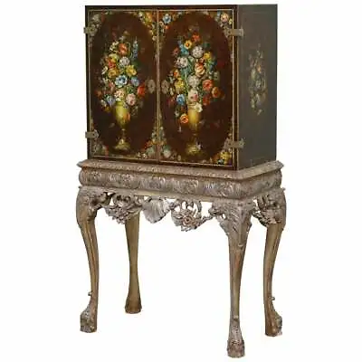 1840 Italain Venetian Cabinet On Stand Polychrome Painted & Lion Heads Carvings • $4911.23