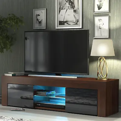 Modern TV Unit 130cm  Cabinet TV Stand High Gloss Doors With Free LED • £89.90