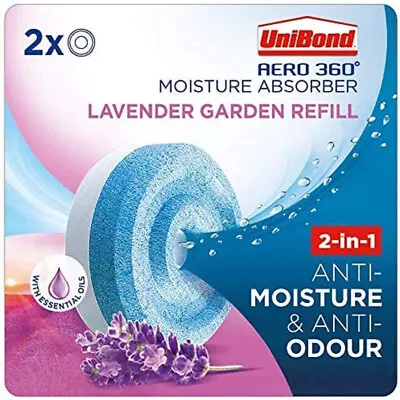 UniBond AERO 360 Moisture Absorber Lavender Garden Refill Tab Aromatherapy 2 • £5.99