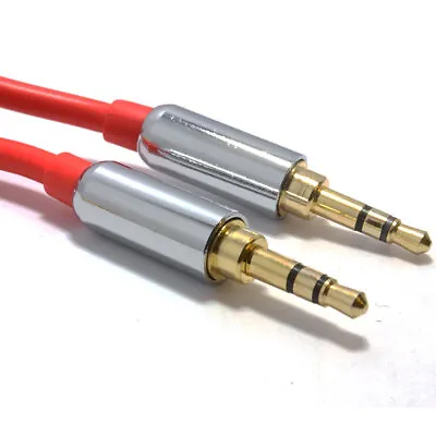 2m PRO RED 3.5mm Jack Male To Male Stereo Audio Cable Lead GOLD AUX Headphone • £3.61