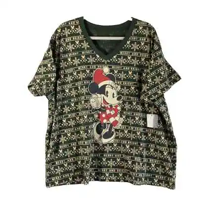 Disney Women's 3XL T-Shirt Green/Cream Minnie MouseChristmas  Print  • $16