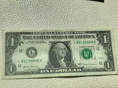 $1 One Dollar Bill Fancy Serial # + 6 Consecutive + Black Ink Smear +L 82135646 • $4