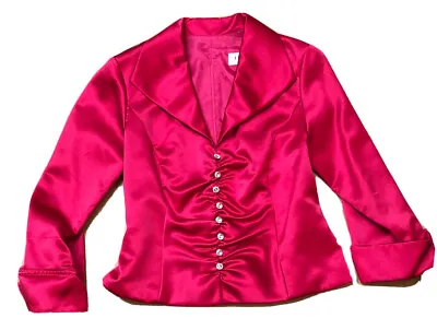 VTG J.R. Nites By Caliendo Hot Pink Evening Blouse Rhinestone Buttons Size 10 • $17
