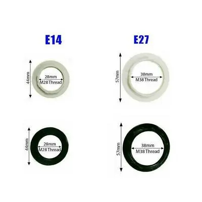 2Pc Black Or White Light Shade Collar Adaptor Lamp / UK E14 Holder --Fast • £2.77