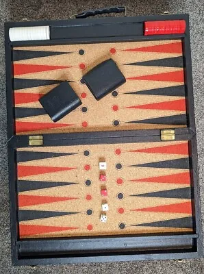 Large Vintage Backgammon Set Red & White Pieces Cork Board • $125