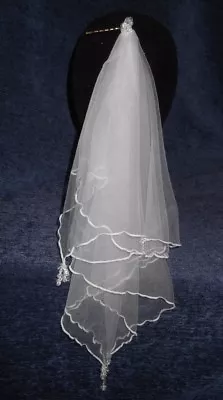 £16.05 • Buy CRYSTAL BEADED BRIDAL SPIRAL VEIL, CRYSTAL DROPS, 51 Cm Length, NEW, Austealian 