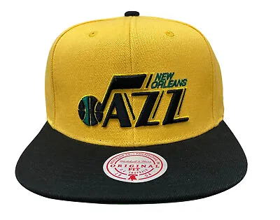 Mitchell & Ness Yellow/Black NBA New Orleans Jazz Reload 2.0 Snapback Hat - OSFA • $24.95