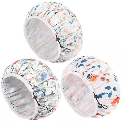 Shower Caps 3 Packs Adjustable Shower Cap For Women Double-Layer Waterproof Ba • $23.99