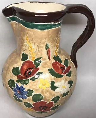 Rare Vase Pitcher Signed J.Massier Jerome Vallauris Vintage Decor Floral • $64.76