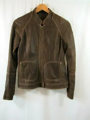 Reebok NFL Logo Suede Brown Leather Men's Jacket Size Small Fitted • $59.99