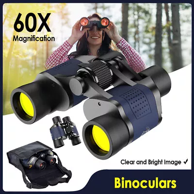 2024 60x60 Pro HD Military Army Optics Zoom Binoculars Day Telescope & Bag • £16.99