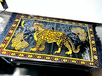 $124.99 • Buy Vtg Italian Cat Leopard Butterfly Moon Tapestry Rug 24x39 Velvet