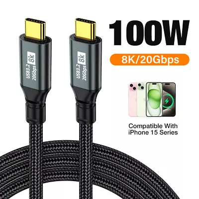 100W PD USB C Fast Charging Type C Charger Cable 20Gbps Data Braided Cord Lead • $11.99