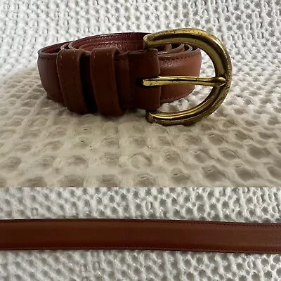 Vintage Coach Women's Brown  Leather Skinny Belt Brass D Ring Buckle Size M • $34.99