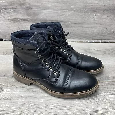 Men’s Sonoma Boots Black Leather Lace Up Size 8.5 Ortholite Soles - Great Shape! • $18.50