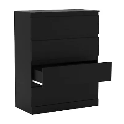 $76.39 • Buy 4-Drawer Dresser Black Oak Bedroom Storage Cabinet Chest