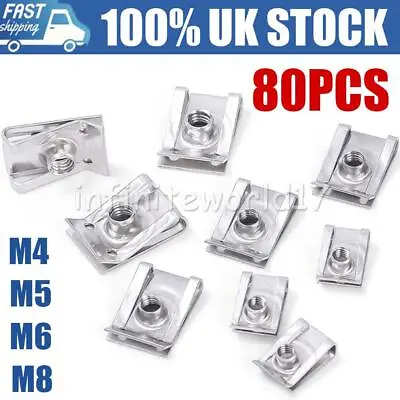 80PCS U Nut Spring Nuts M4 M5 M6 M8 Clips Fairing Panel Fairing Spire Lug Clamp • £12.15