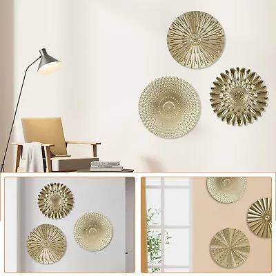 3Pcs Metal Plate Wall Decor Gold Disc Wall Art Modern Style Abstract Wall Sdaep • £13.61