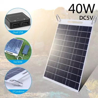 40W 12V Flexible Solar Charging Panel Car Battery Charger Dual USB 5V Output • £22.52