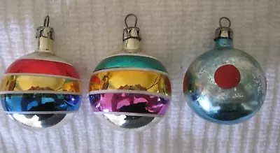 3 Mini Vintage Mercury Glass Ball Ornaments 1.25  Dia X 1.75  High - Set F • $9