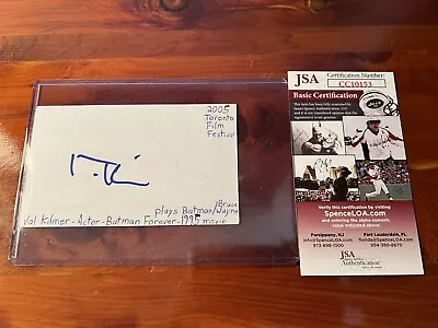 $149.99 • Buy Val Kilmer Signed 3x5 Card JSA Authenticated Autograph Tombstone Batman Top Gun