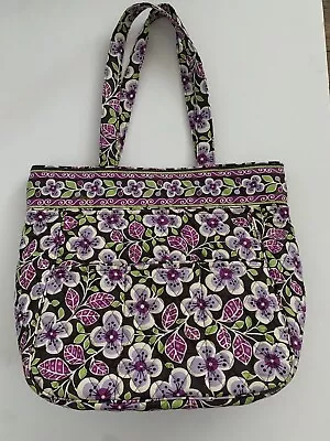 Vera Bradley Tote Bag Plum Petals Pockets Purple Floral 12”x12”x5” EUC • $35