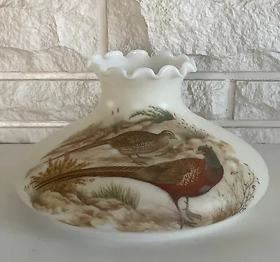 Vintage GWTW 10  Fitter Pheasant Hurricane Oil Or Electric Glass Lamp Shade • $65