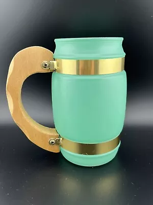 Vintage Siesta Ware Banded Barrel Frosted Glass Satin Glass Mug With Wood Handle • $7.64