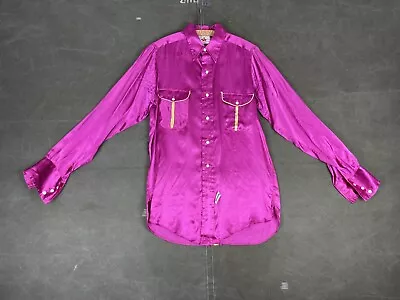 Vintage Western Shirt 50s Silk? Pink Gold Mother Of Pearl Small Custom As Is • $175