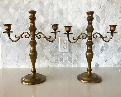 Vintage Brass Three Arm Candlestick Candelabra  Candle Holders • $73.99