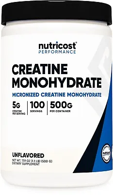 Nutricost Pure Creatine Monohydrate 500 Gram Powder • $23.95