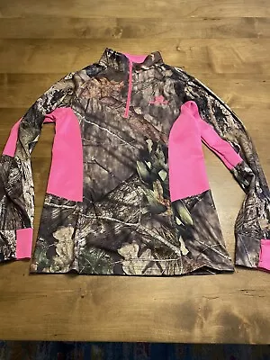 MOSSY OAK COUNTRY Women's Pullover 1/4 ZIP Pink & Camo SM Medium Shirt Jacket • $18