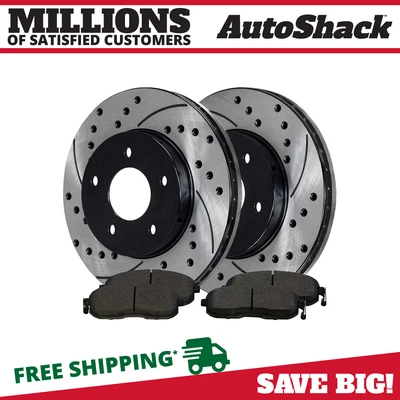 $65.04 • Buy Front Drilled Slotted Brake Rotors Black & Pads For 2007-2013 Nissan Altima V6